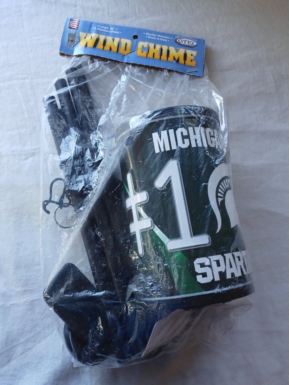 NEW Michigan State Spartans #1 Fan License Plate Wind Chime NCAA